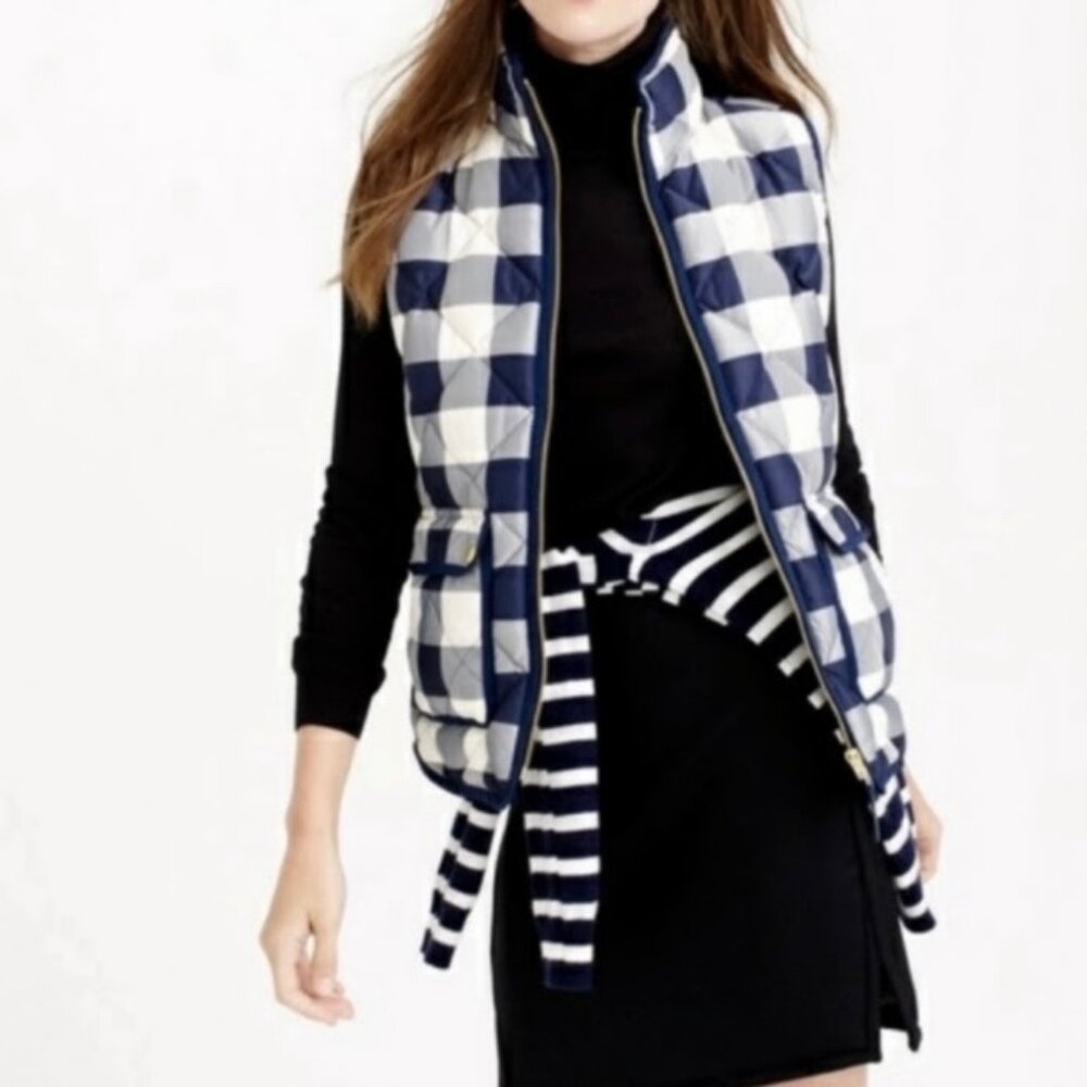 J. Crew Excursion buffalo plaid down filled puffer vest. Women’s size S